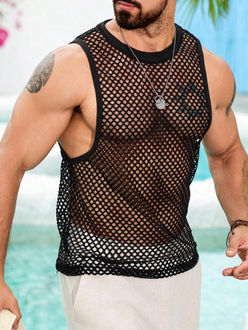 Camiseta de rejilla para hombre