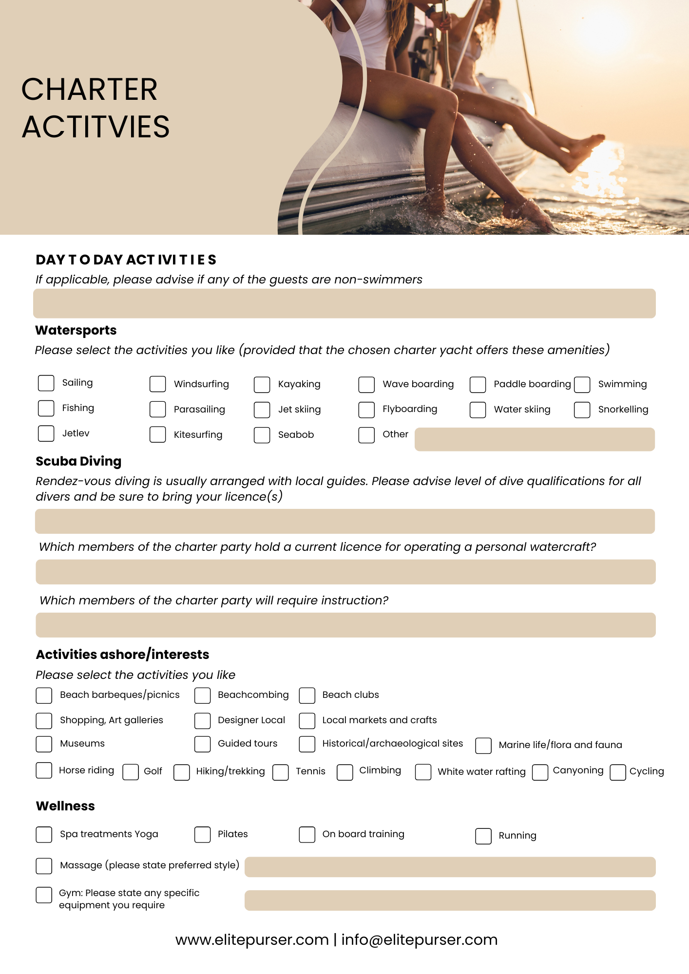 Guest Preference Sheet