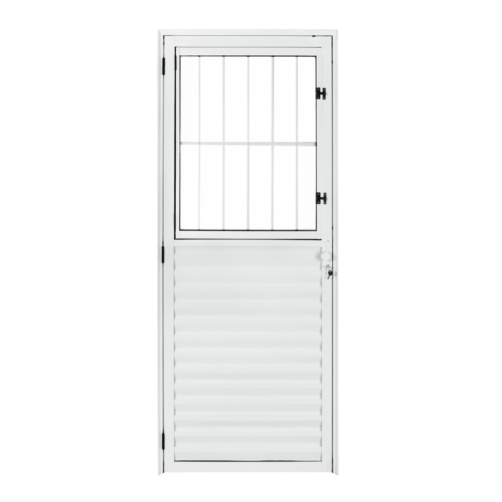 Porta Social Alumínio Branco c/ Postigo de vidro