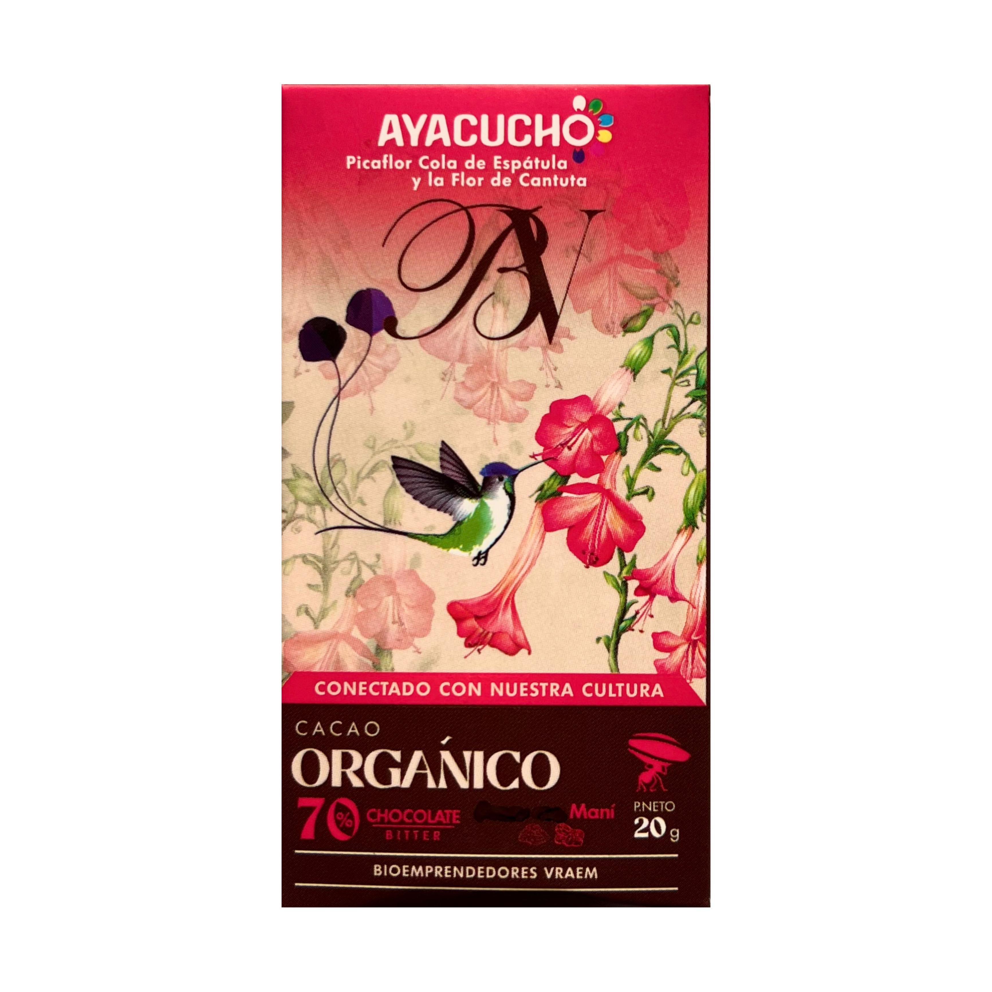 Chocolate 70% cacao orgánico con maní