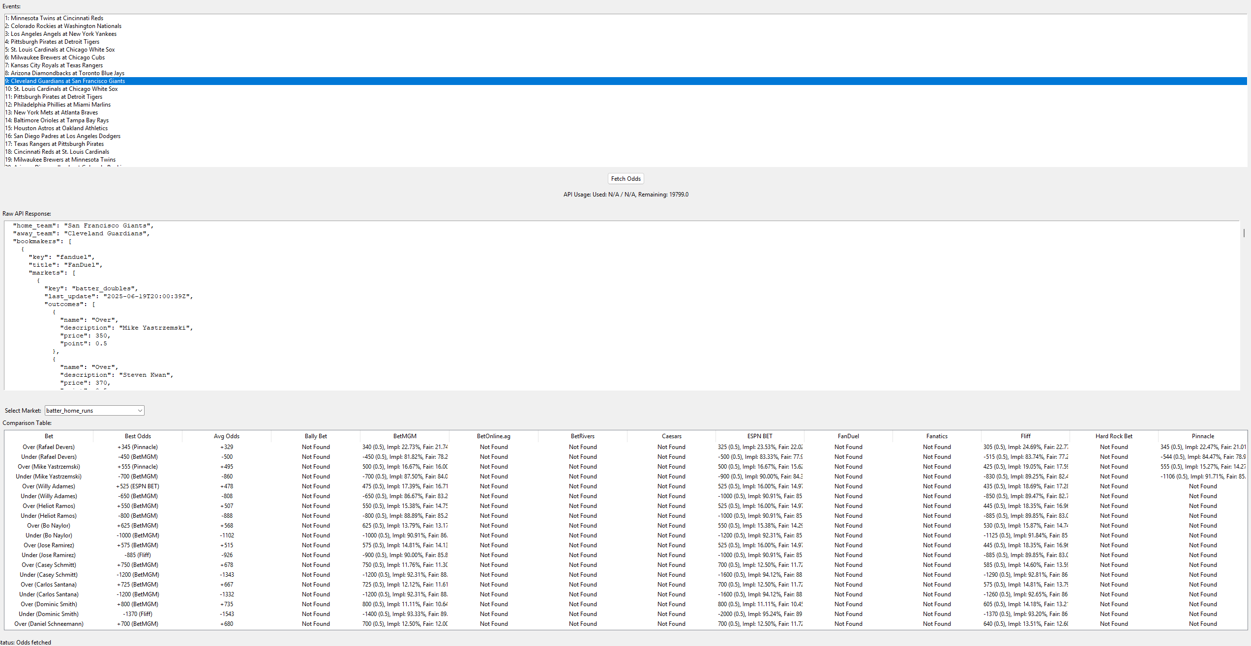 Sports odds GUI V1.01