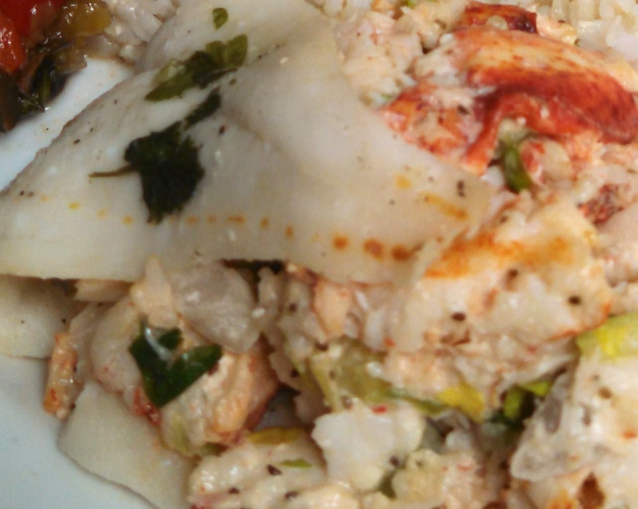 Lobster stuffed haddock with one side