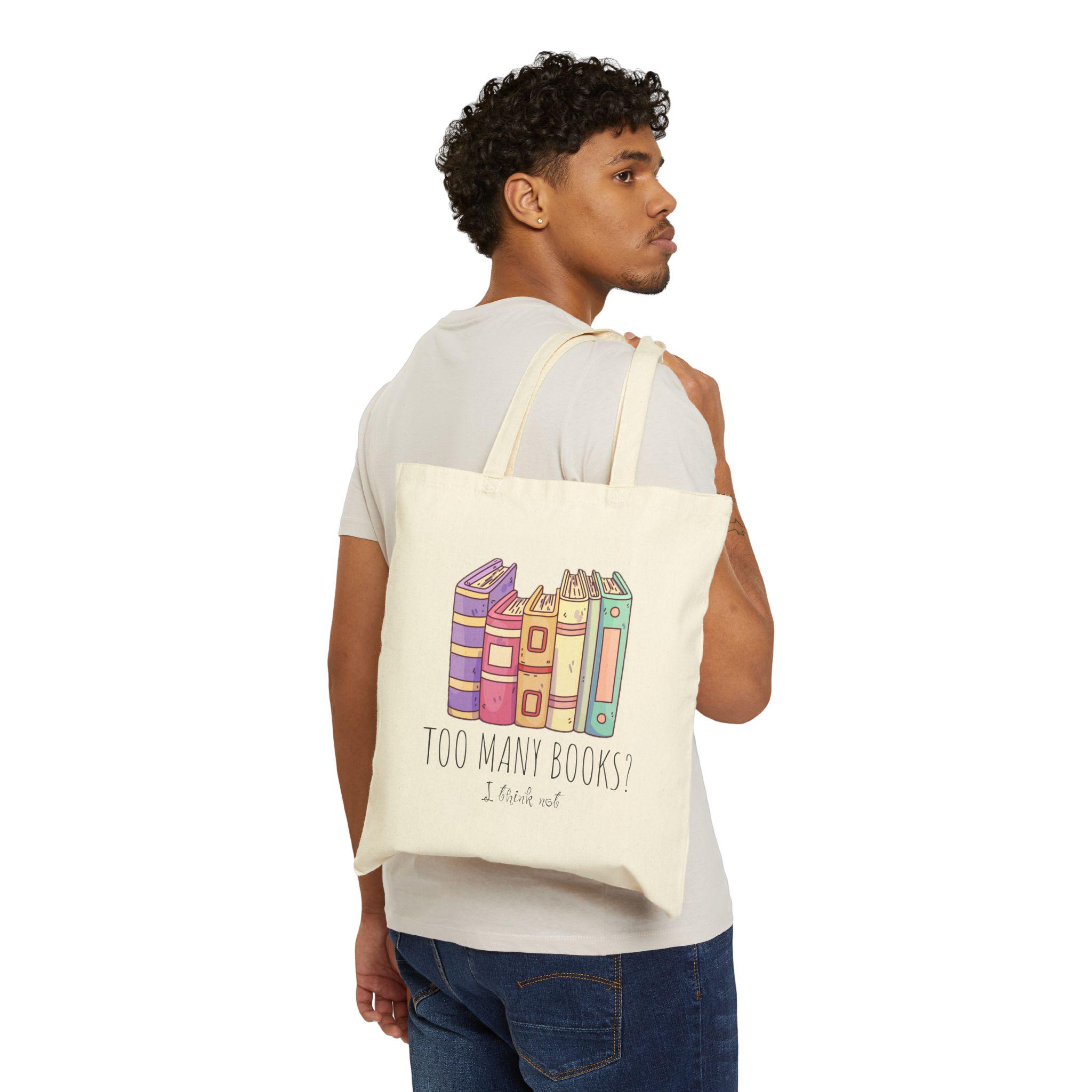 Bookish Gifts Bookworm Shoulder Bag There Is No Such Thing As Too Many Books Tote Bag, Floral Book Bag, Carrying Bag, gift for book lovers