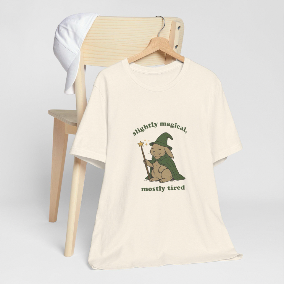 Slightly magical Mostly Tired , Bunny Themed Tee, Magical Apparel, Unisex Tee,Colors Funny tee, Tshirt Tee Adults Men Women Meme