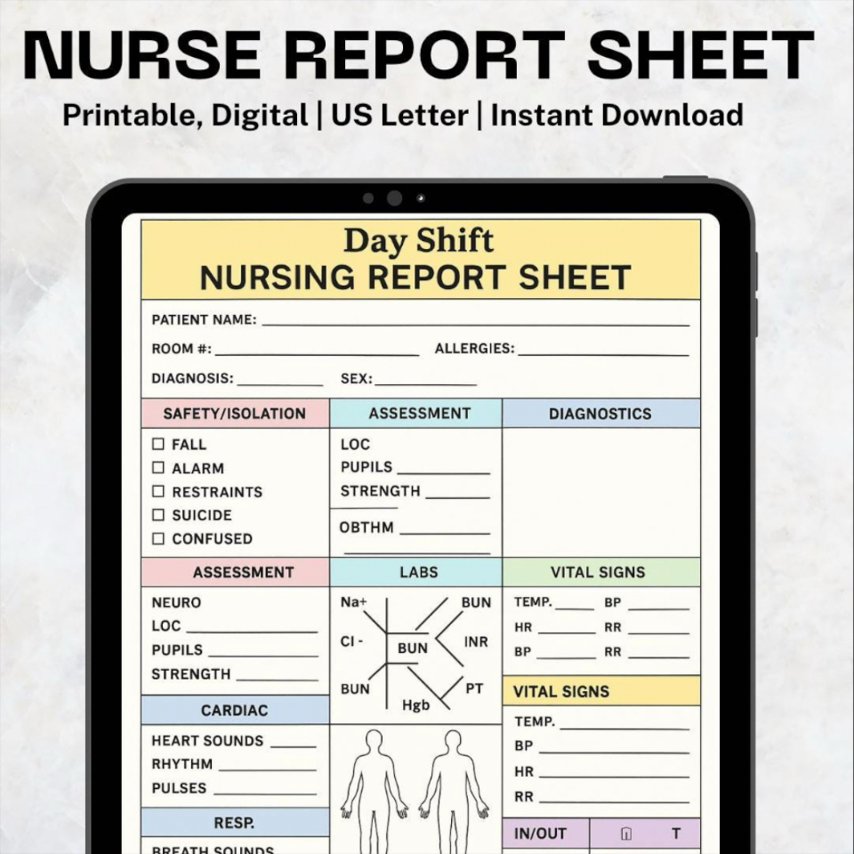 Nurse Report Sheet