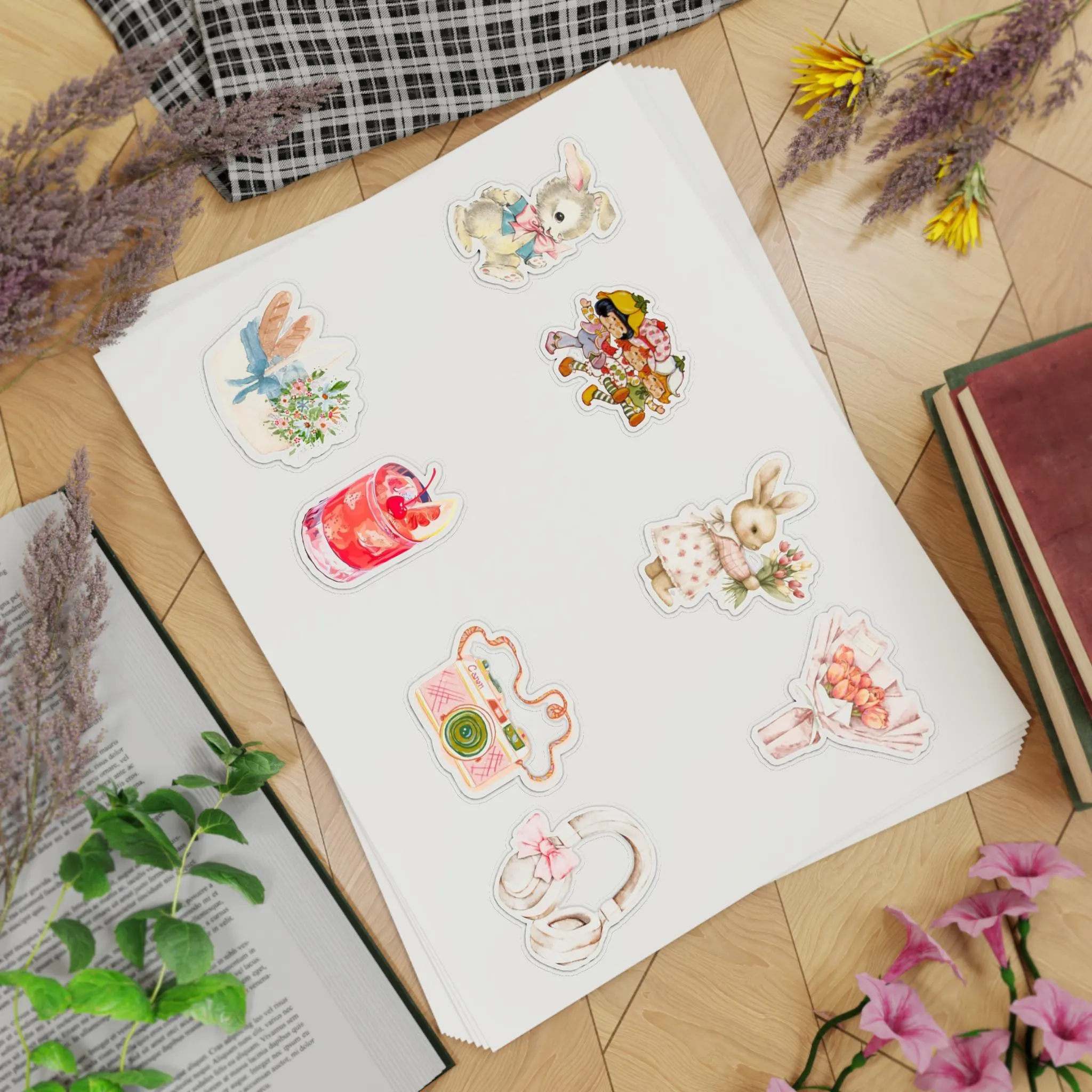 8 Pcs Cute Pinterest Sticker Pack, Waterproof Sticker, Girly Coquette Stickers, Laptop Stickers, Vinyl Stickers, sticker sheet, Sticker book