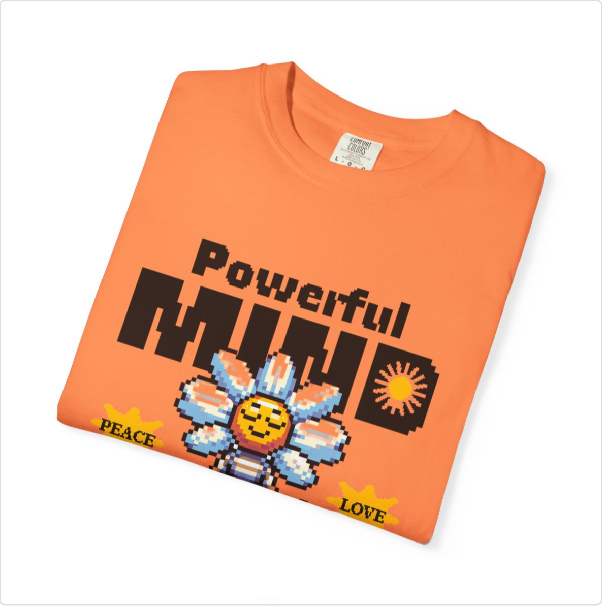 Powerful Mind T-Shirt, Unisex Garment-Dyed Tee, Boho Graphic Shirt for Wellness, Mindfulness Gift, Peace and Love Vibes