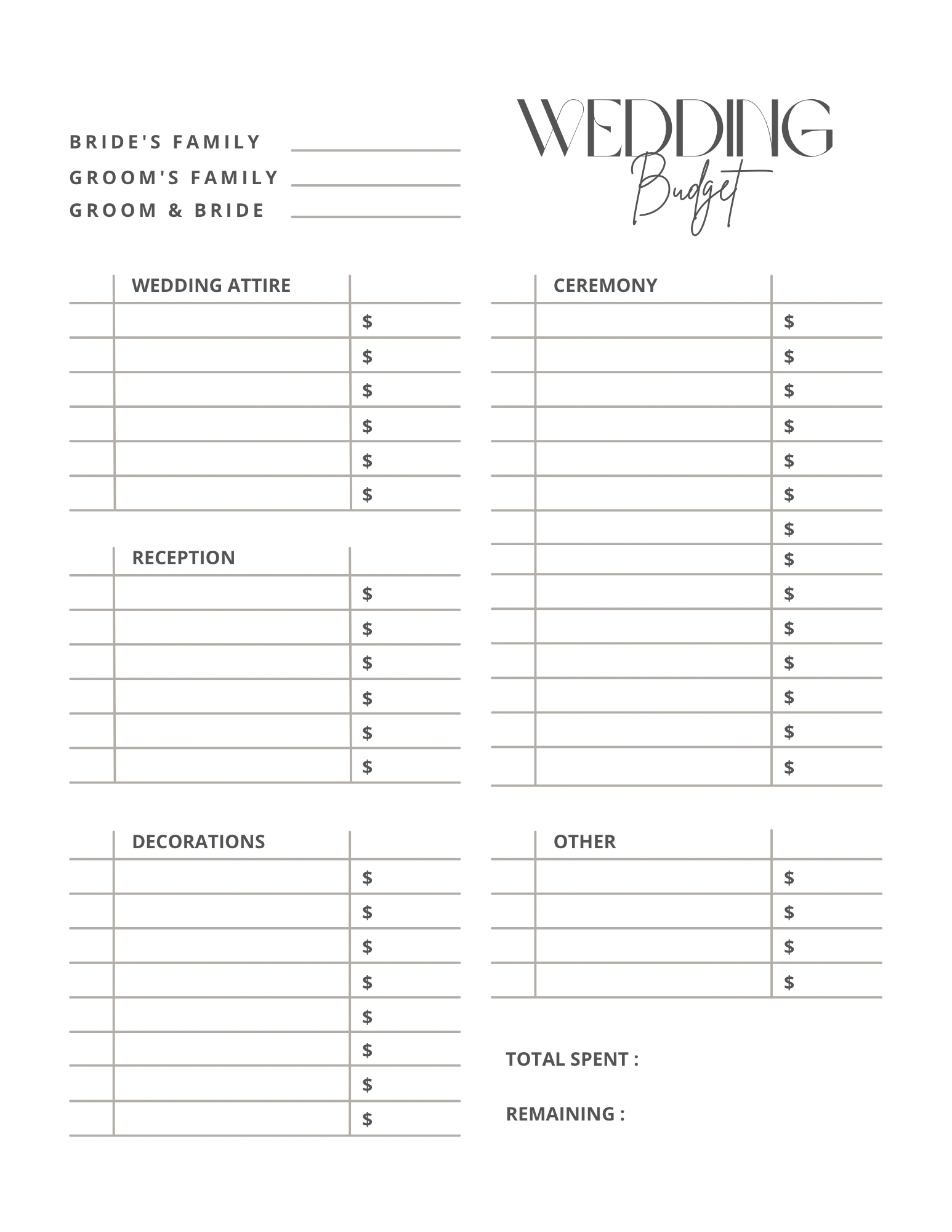 Wedding Budget Planner