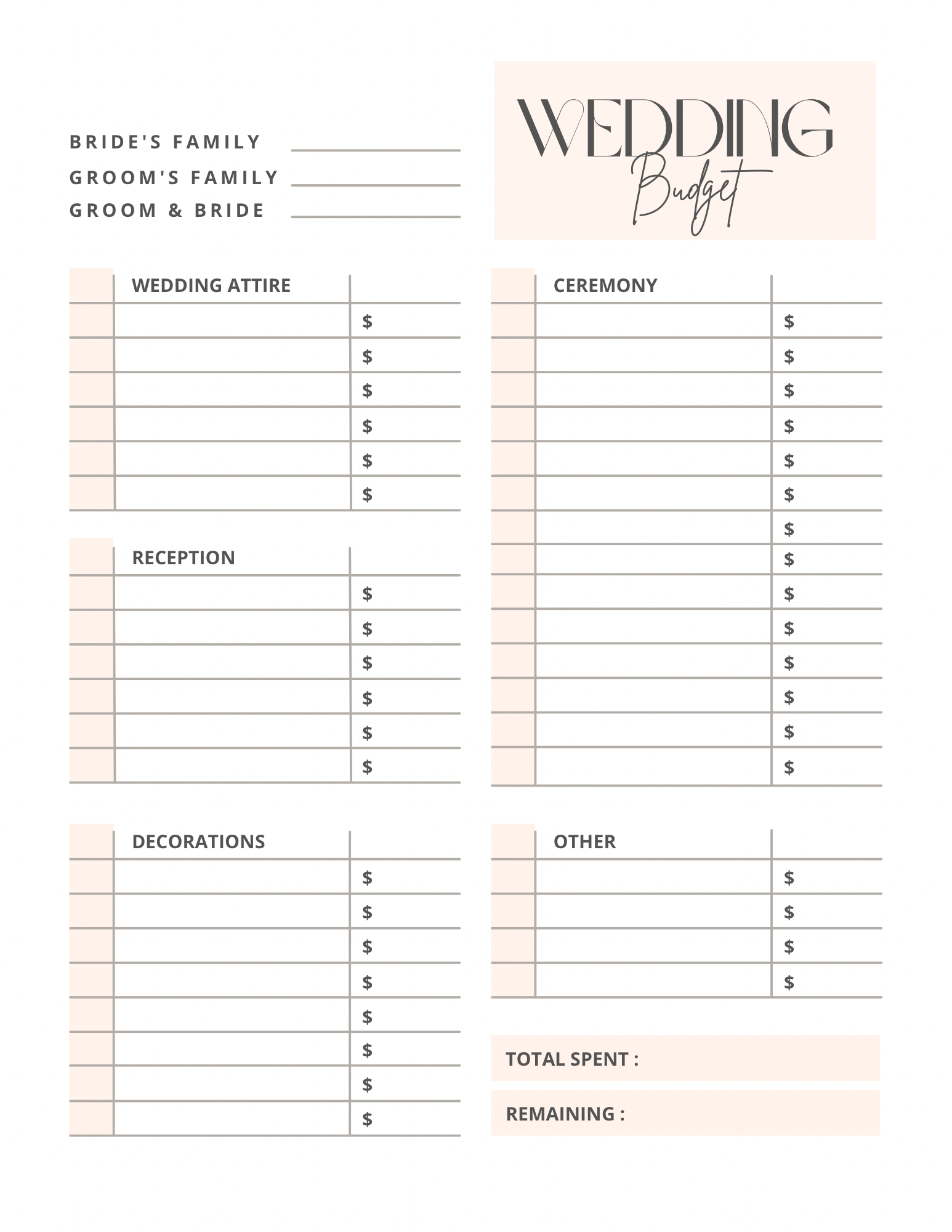 Wedding Budget Planner