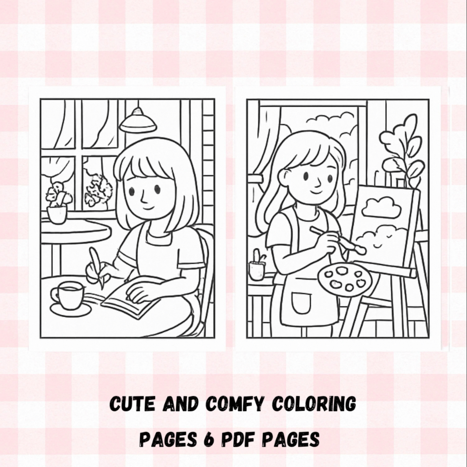 Cozy Girl Moments Coloring Pages