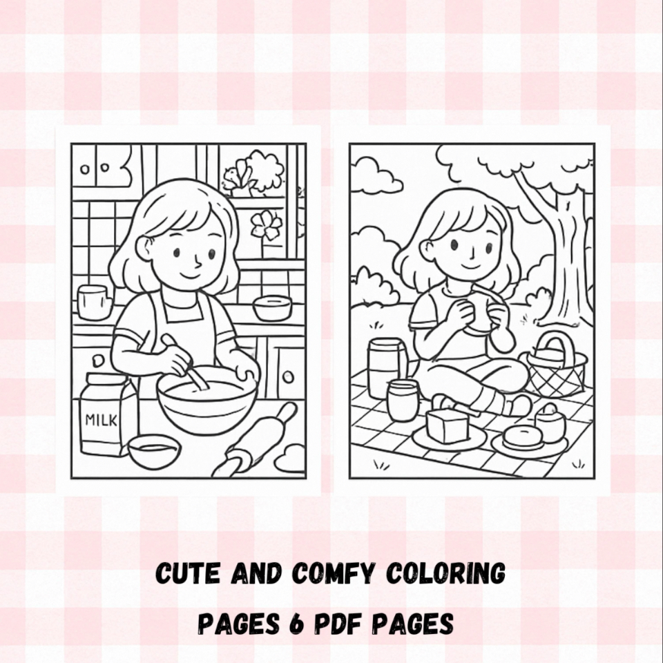 Cozy Girl Moments Coloring Pages