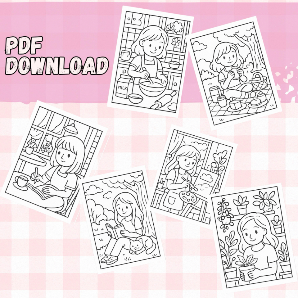 Cozy Girl Moments Coloring Pages