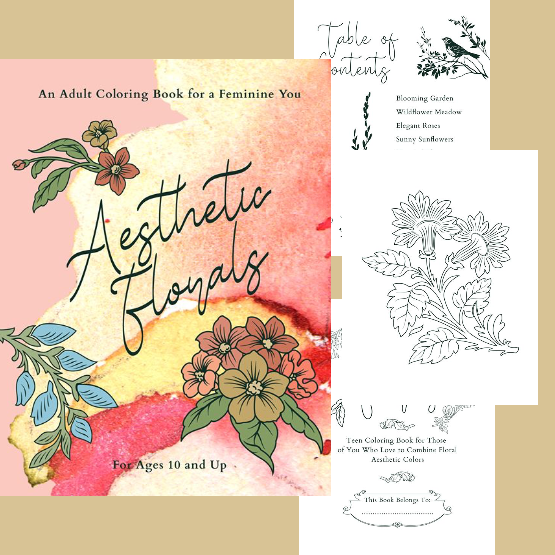 Aesthetic Florals coloring book
