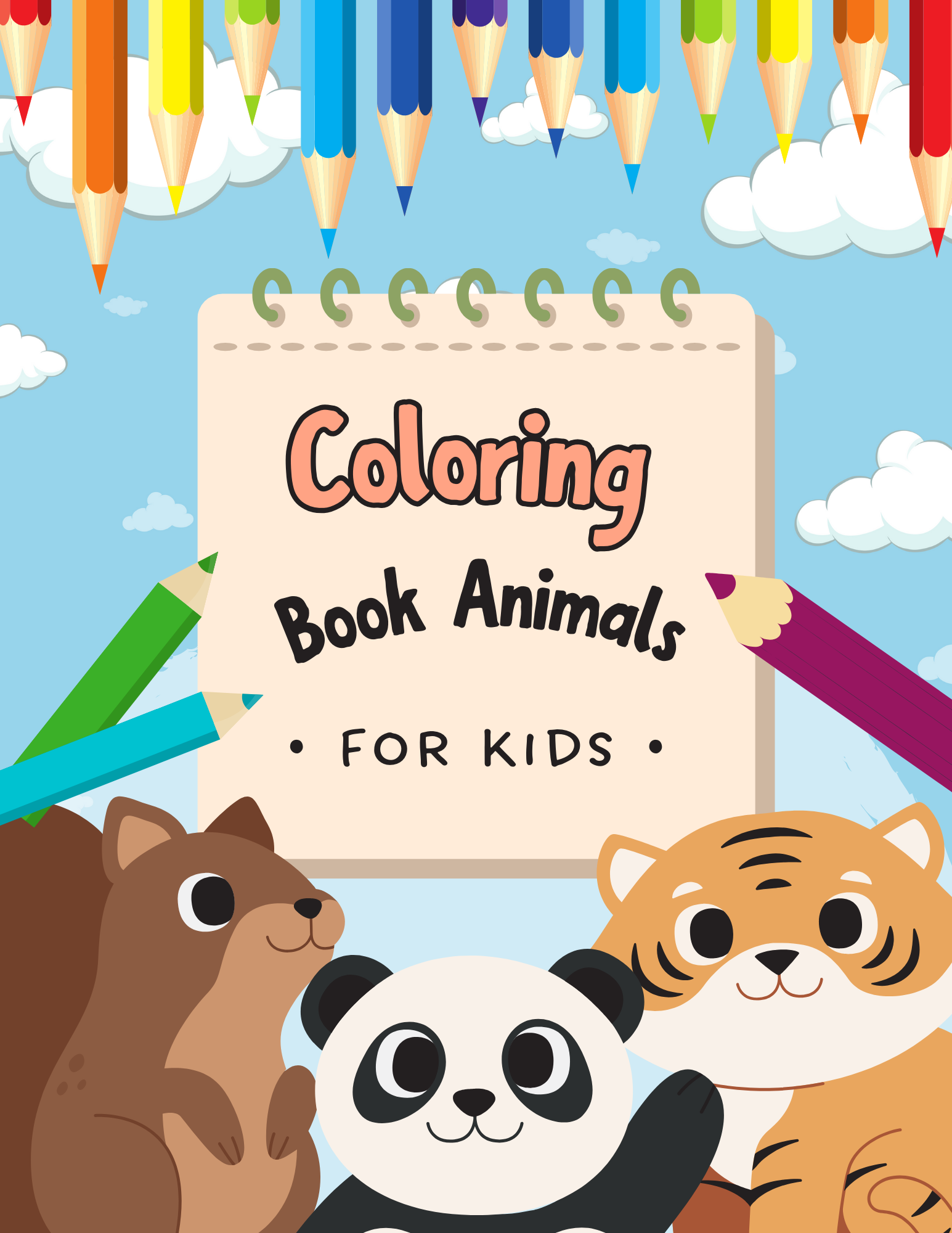 Coloring Book Animals for Kids, 6 pages, Printables