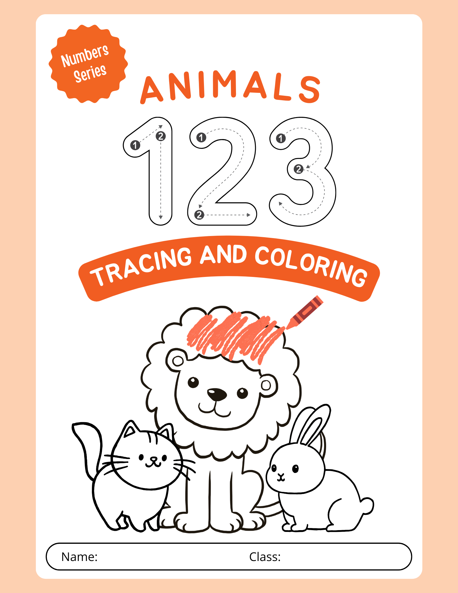 Animals 123 Tracing and Coloring Book