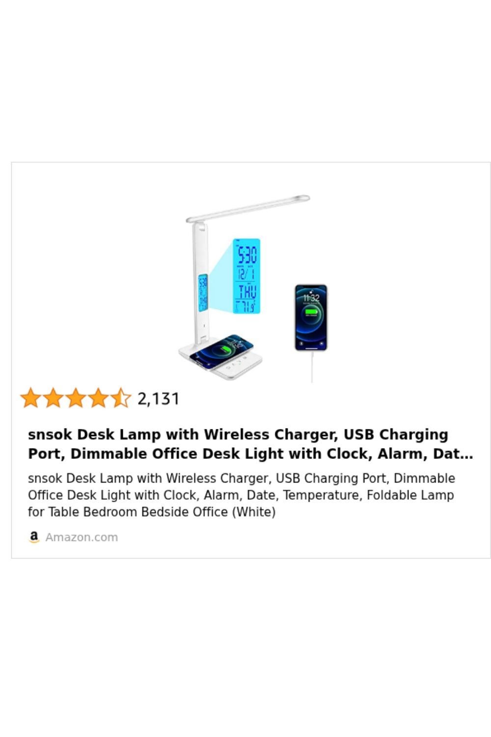 snsok Desk Lamp with Wireless Charger