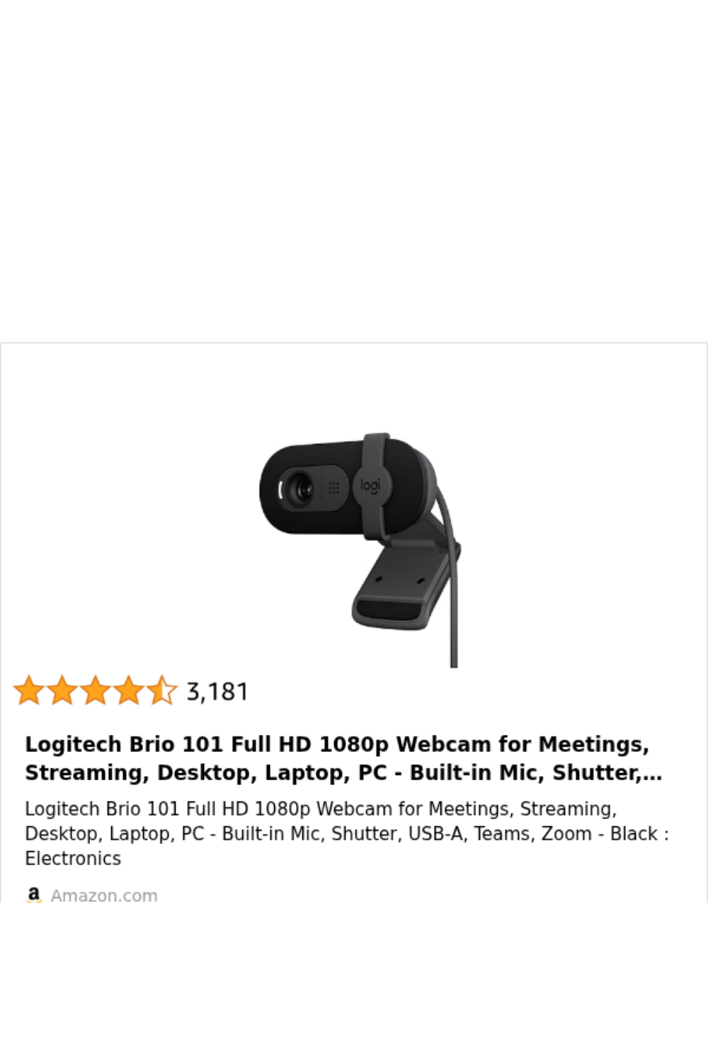 Logitech Brio 101 Full HD 1080p Webcam