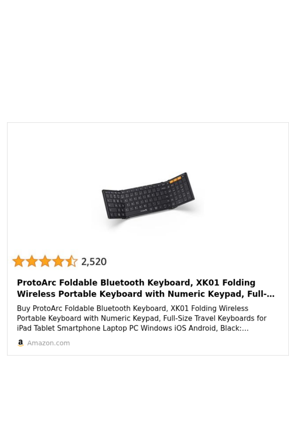 ProtoArc Foldable Bluetooth Keyboard