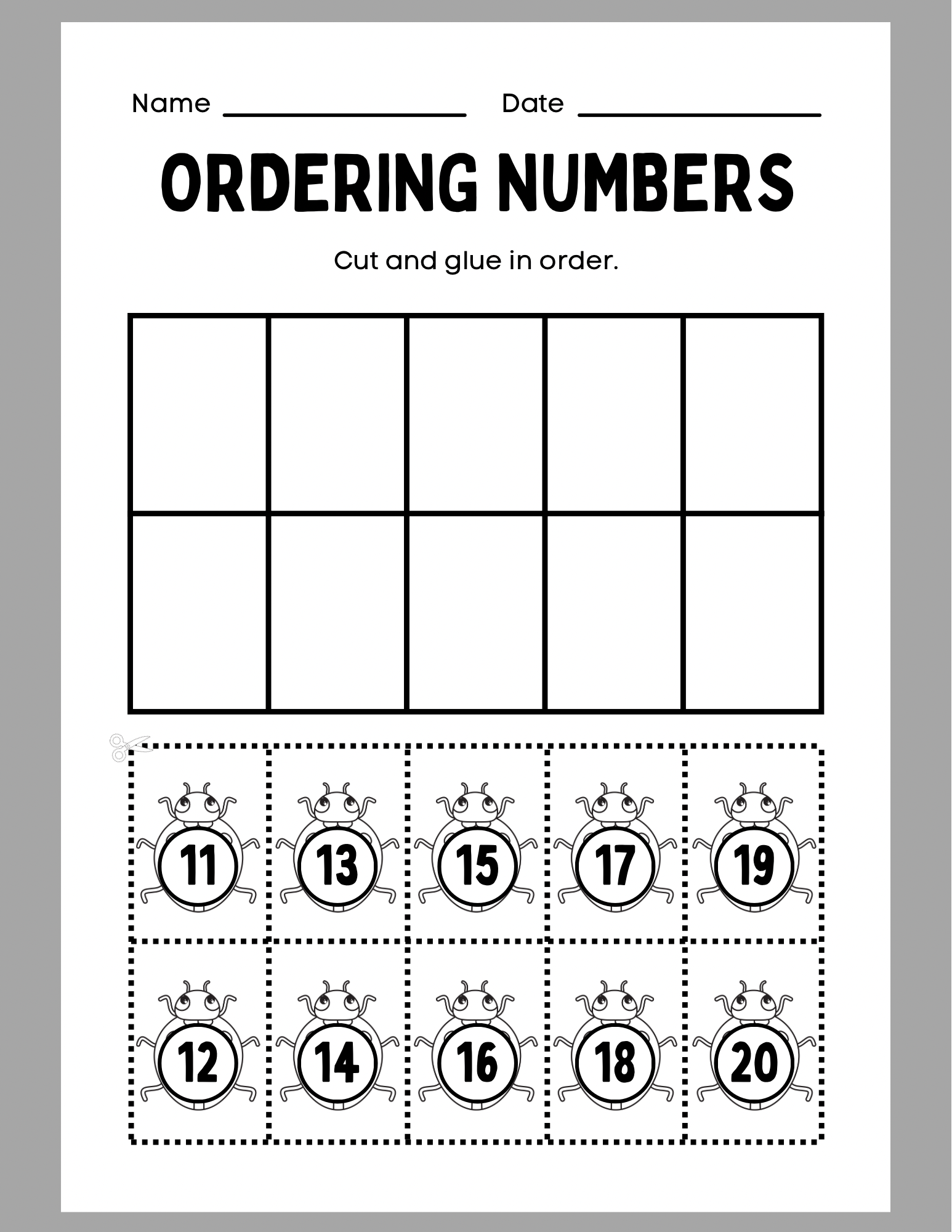 Ordering Numbers Worksheet, 10 pages