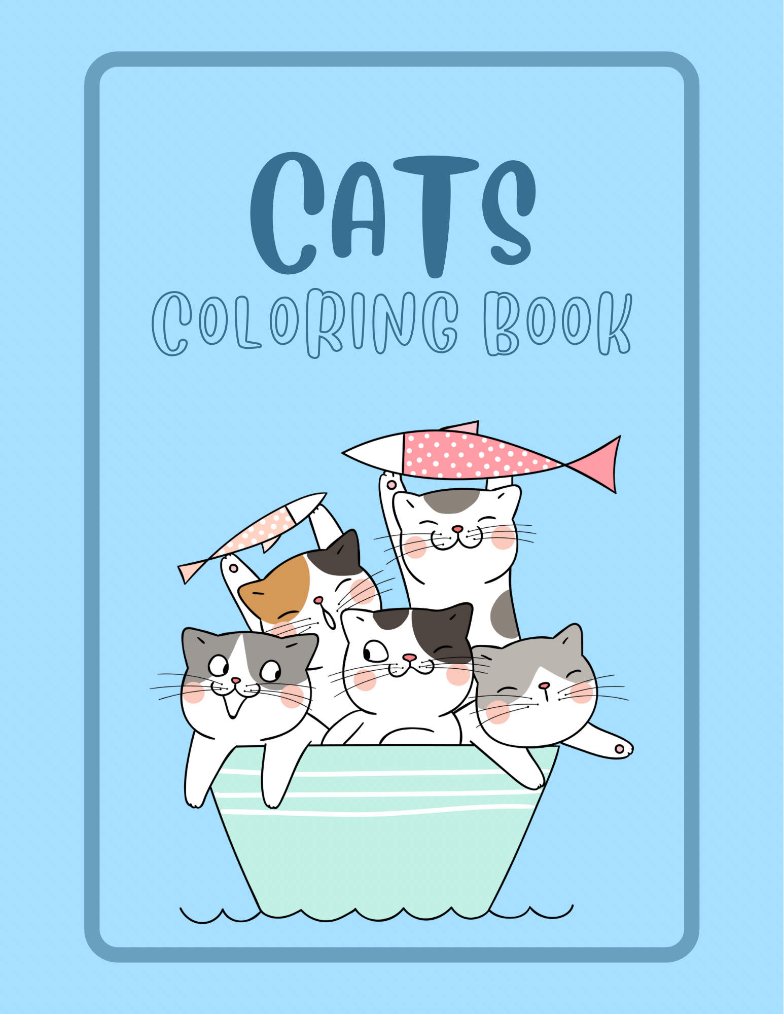 Cats Coloring Book, 5 pages , Printables