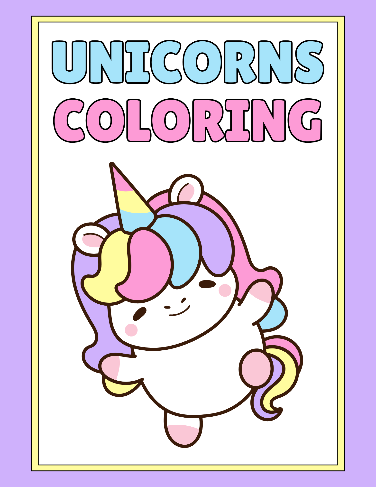 Unicorns Coloring Book, 10 pages