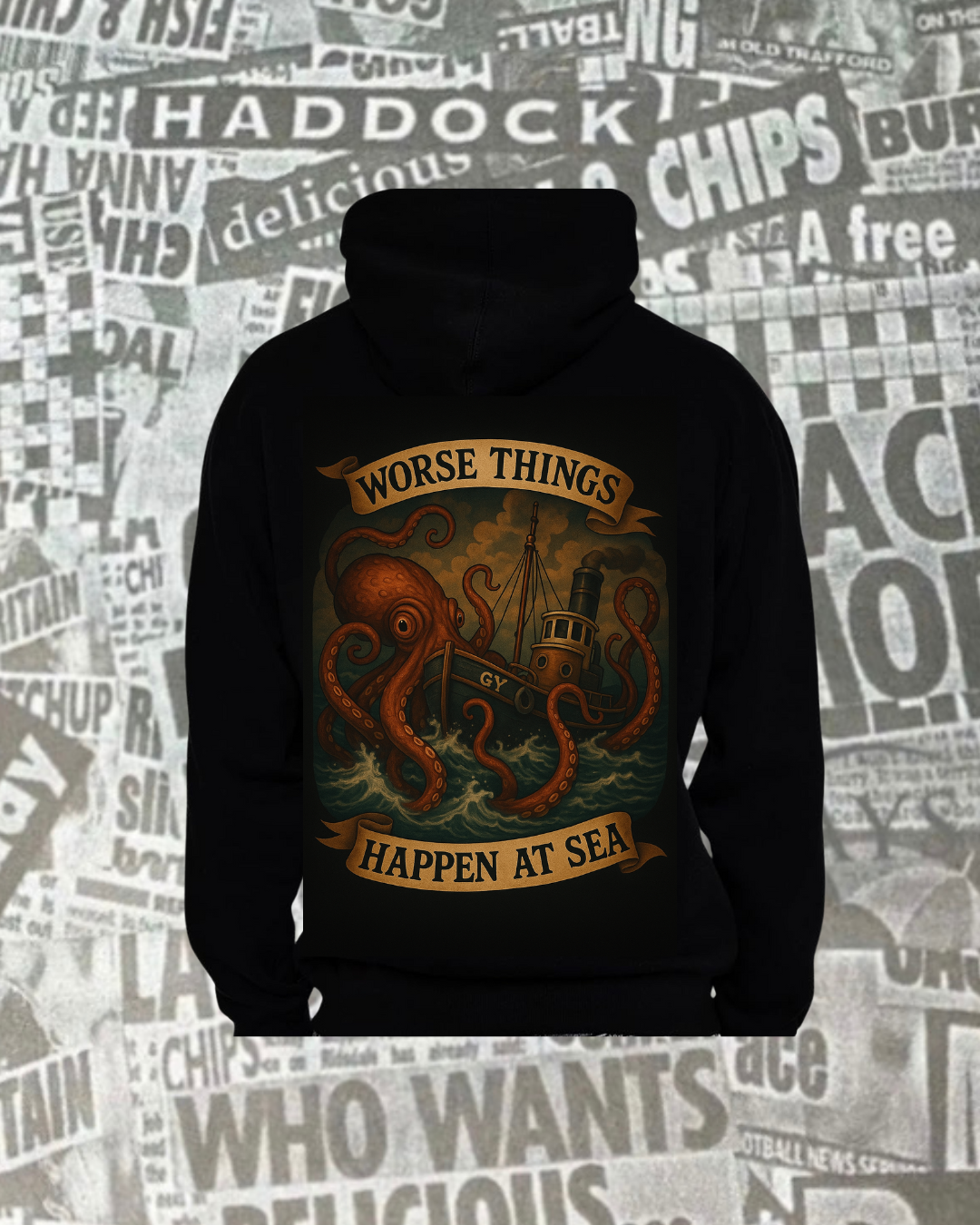 Worse Things Happen at Sea Black Hoodie