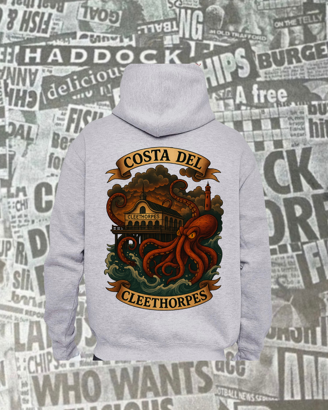 Costa Del Cleethorpes Hoodie Grey