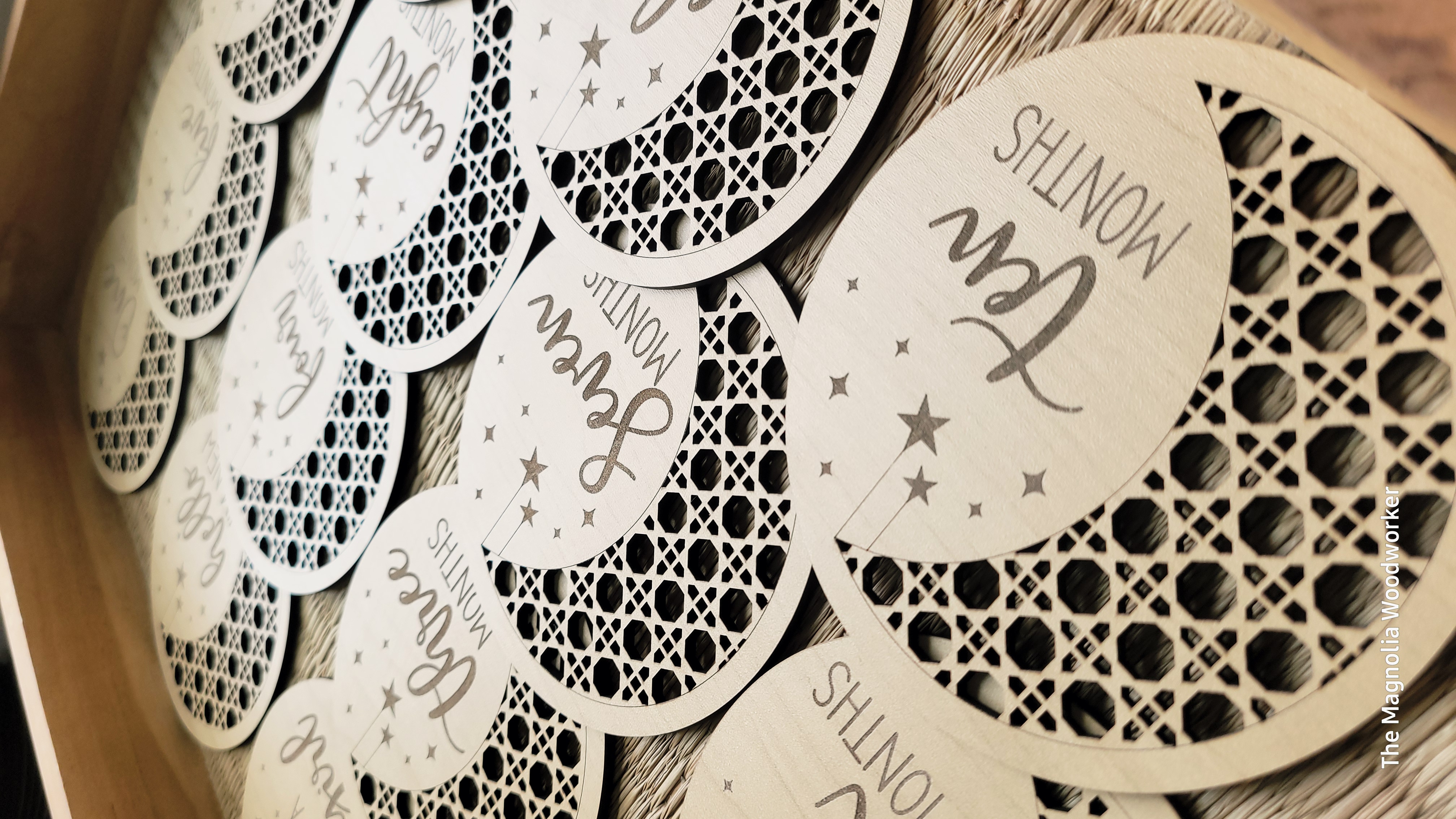 Moon Lattice Baby Monthly Milestone Wooden Discs