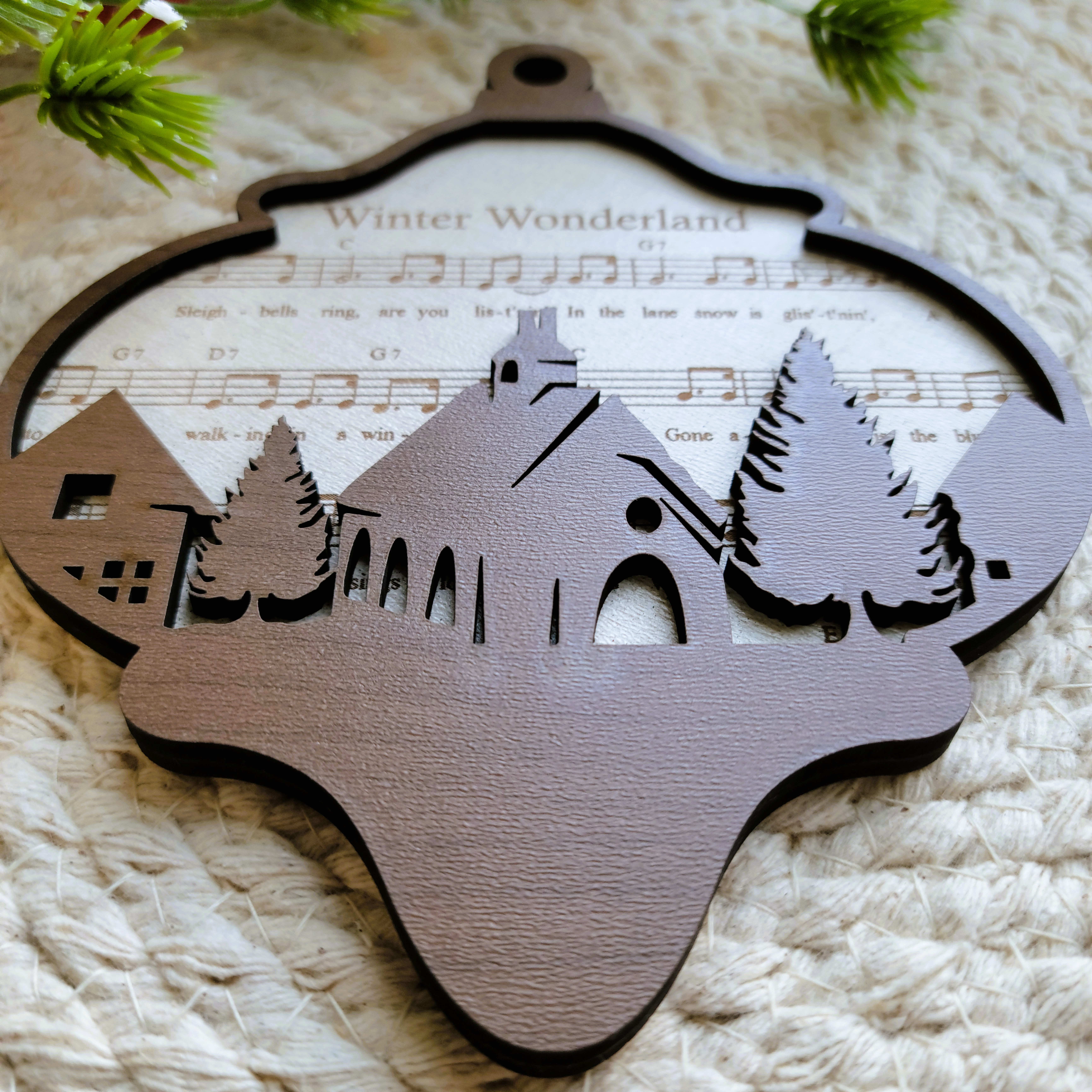'Winter Wonderland' Sheet Music Engraved Wooden Ornament