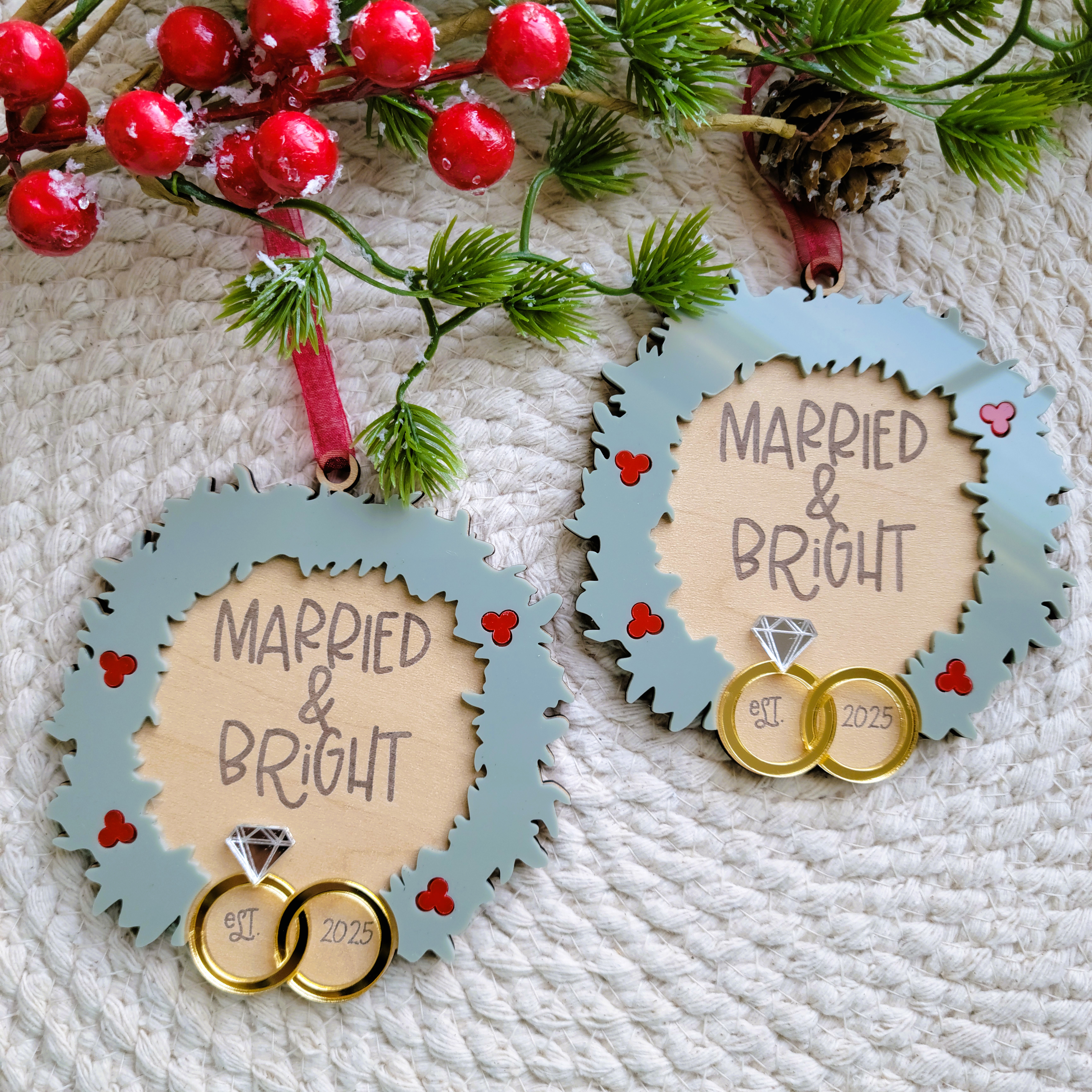 Married & Bright Christmas Ornament