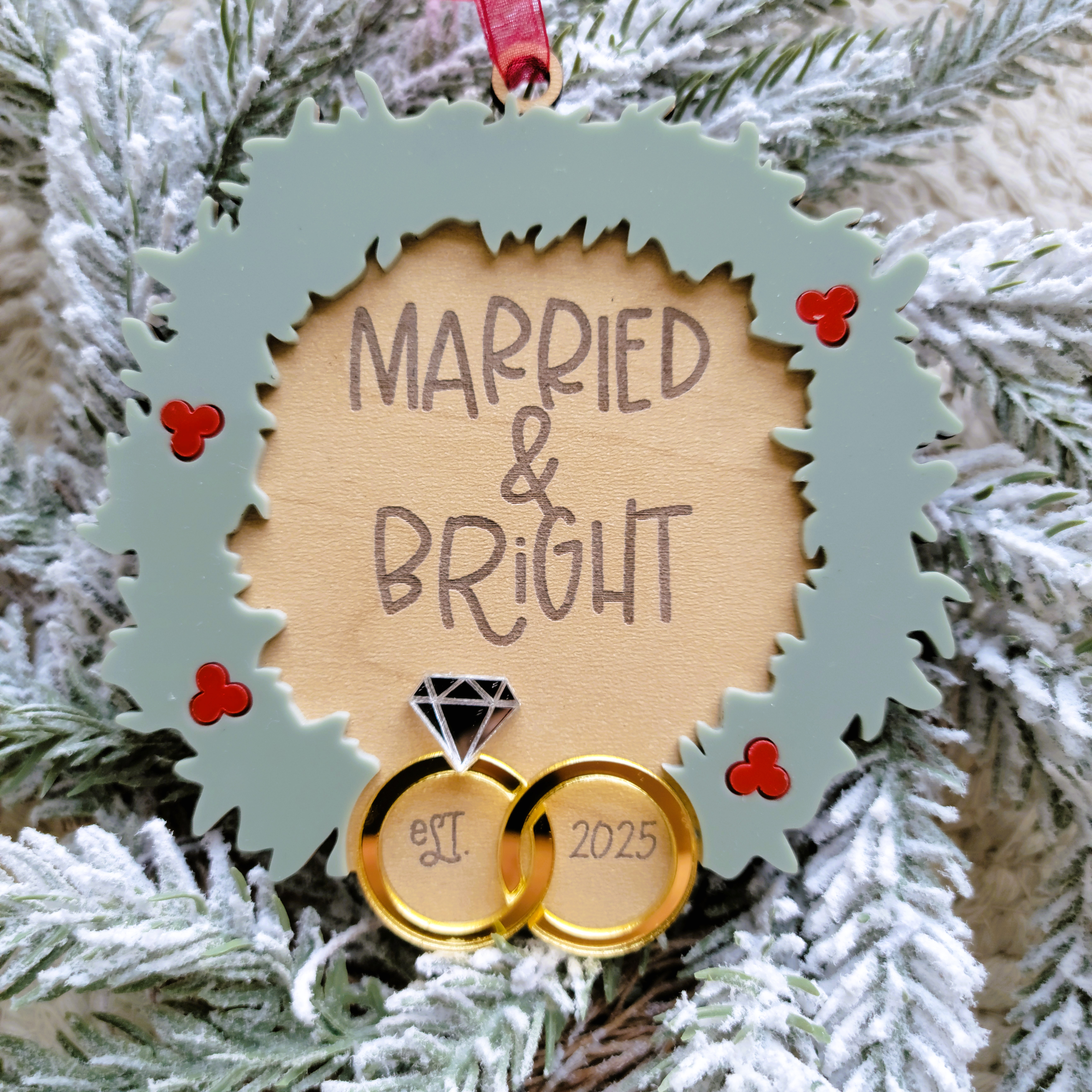 Married & Bright Christmas Ornament