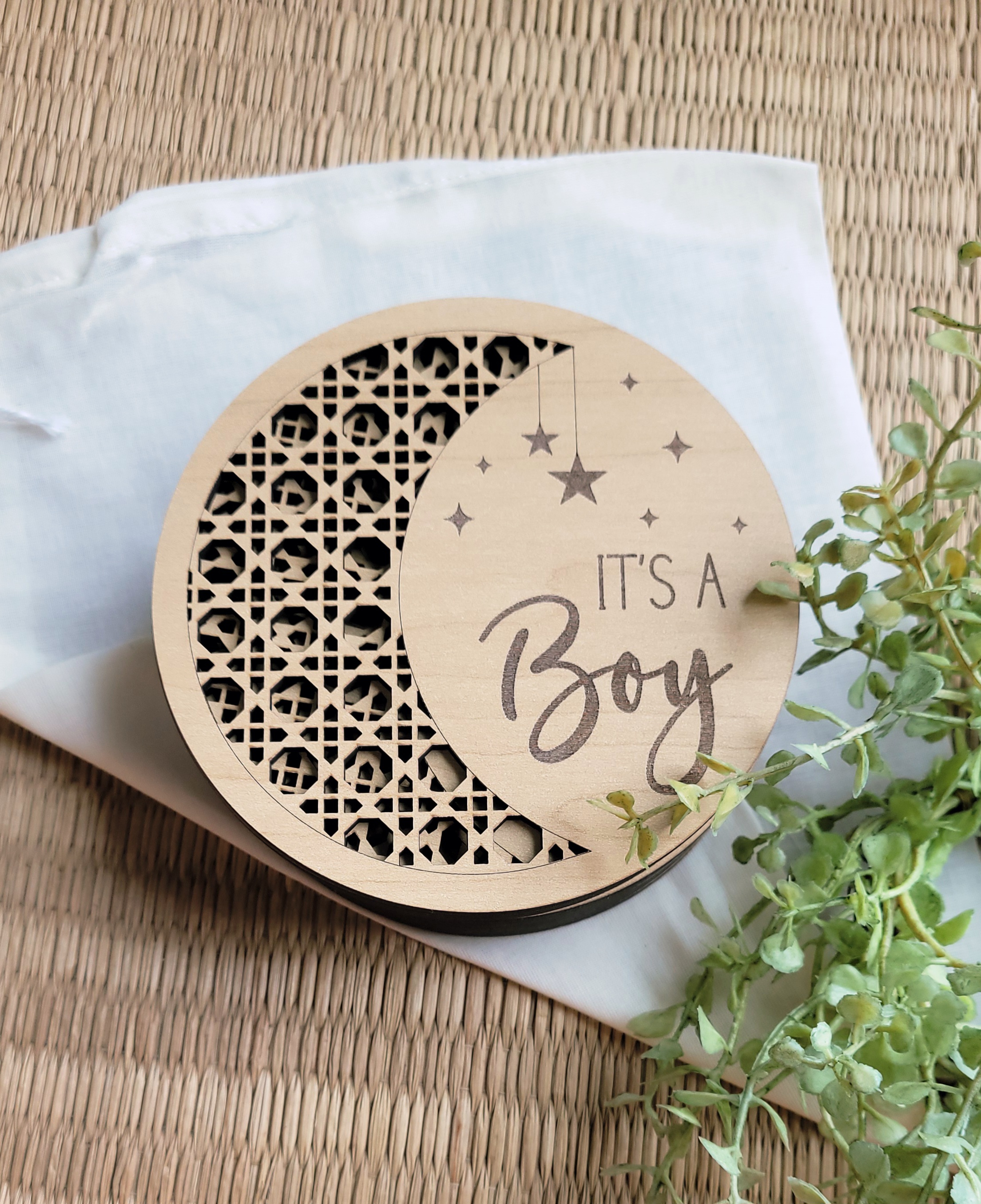 Moon Lattice Baby Monthly Milestone Wooden Discs