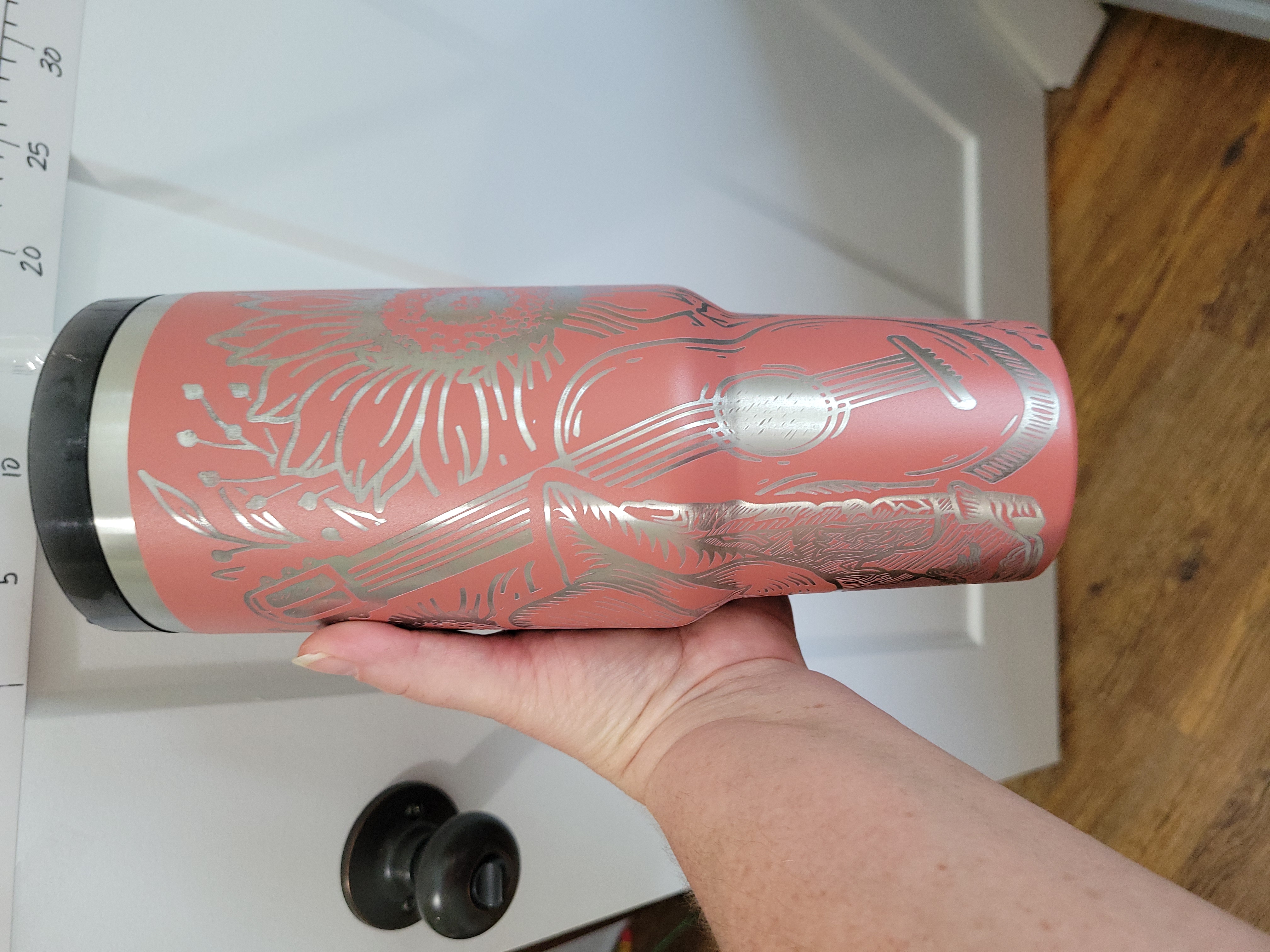 Sunflower Cowgirl Guitar Stainless Steel Tumbler