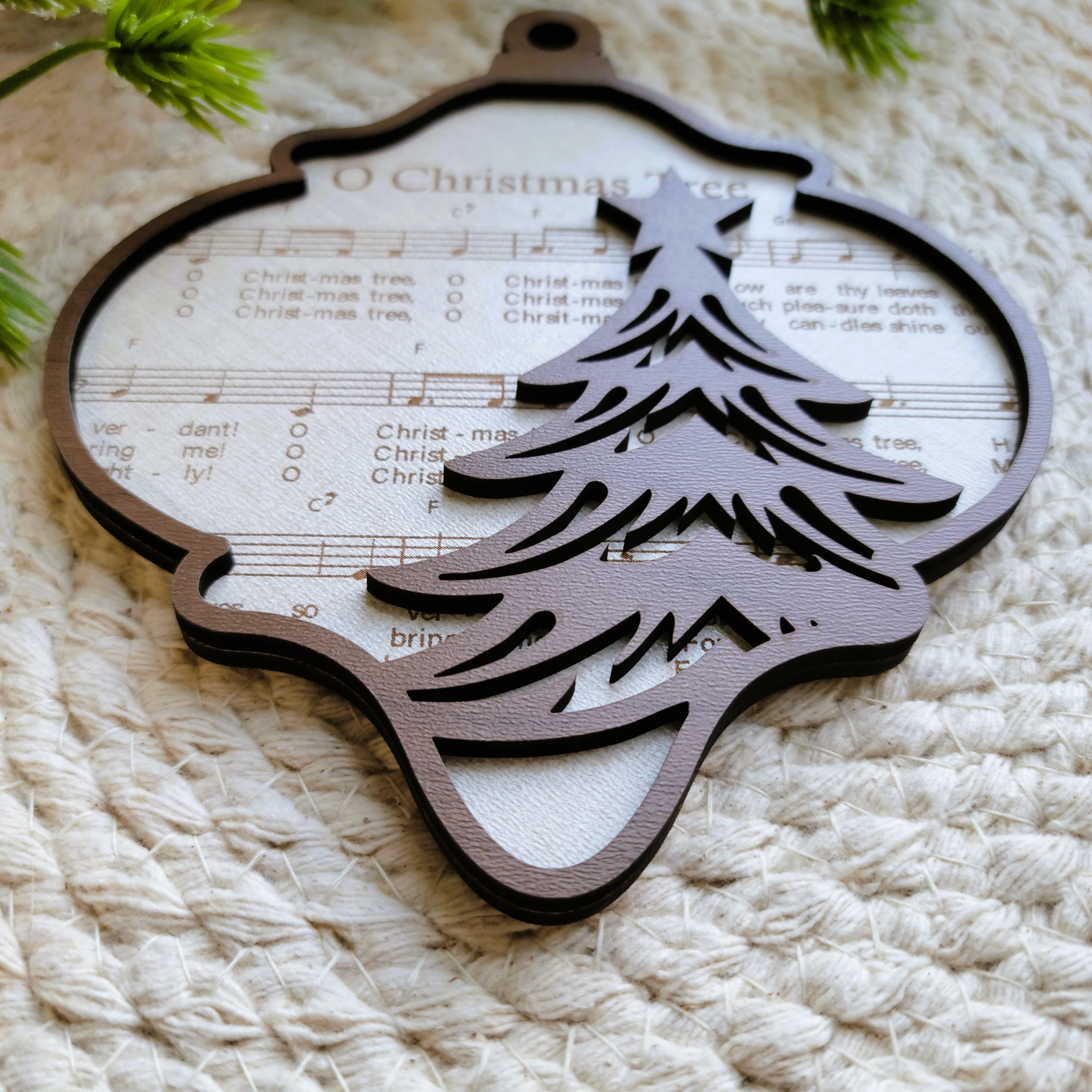 'O Christmas Tree' Sheet Music Engraved Wooden Ornament