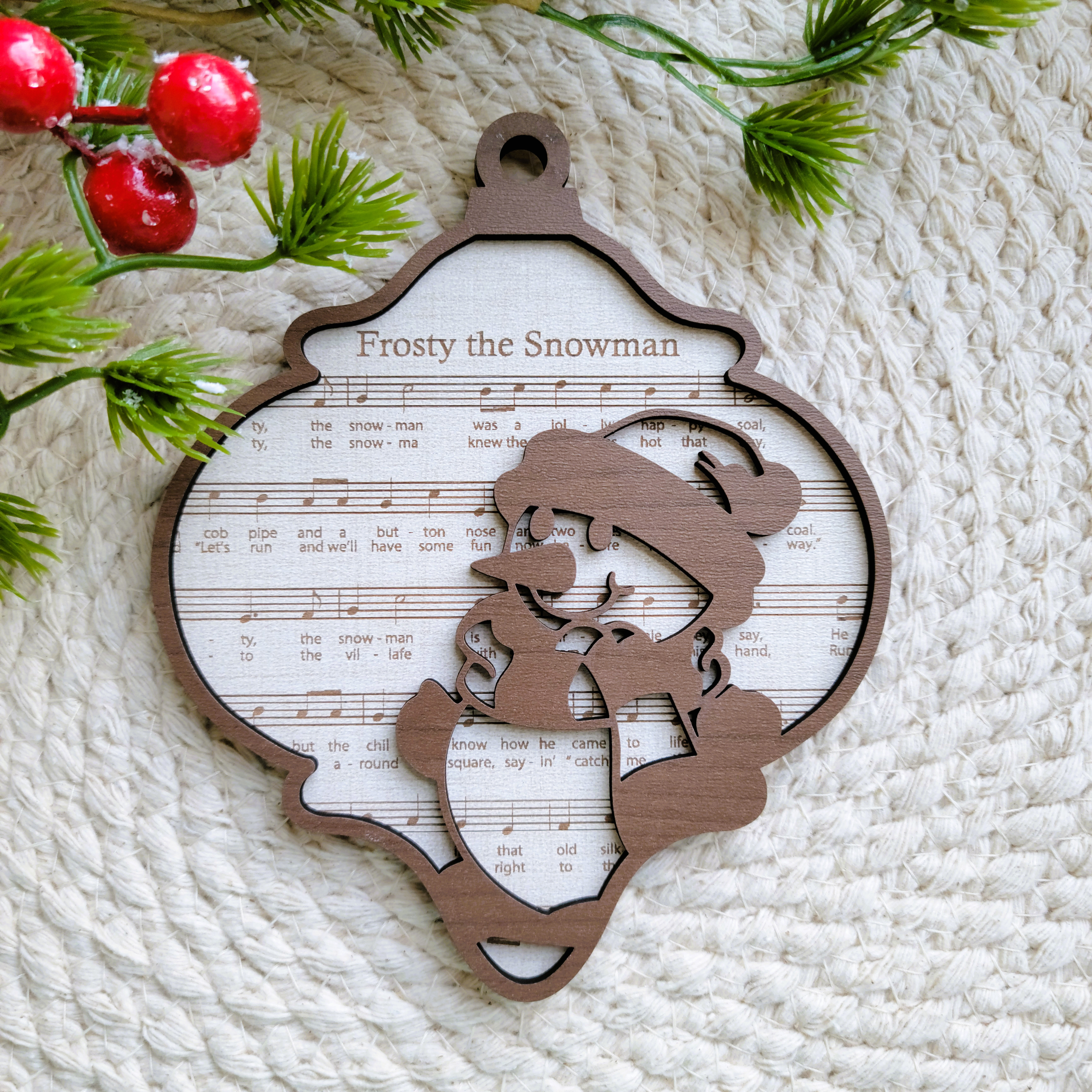'Frosty the Snowman' Sheet Music Engraved Wooden Ornament
