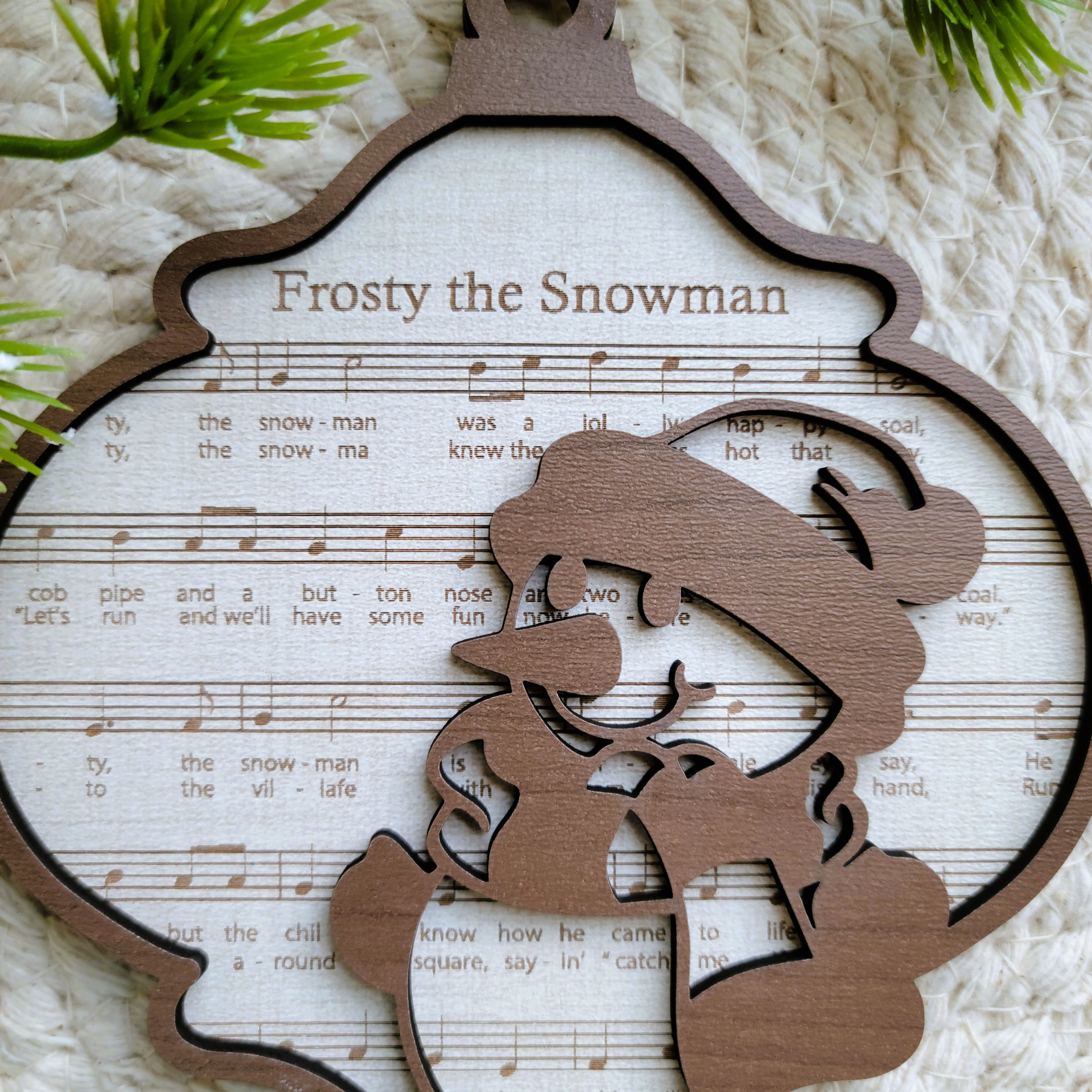 'Frosty the Snowman' Sheet Music Engraved Wooden Ornament