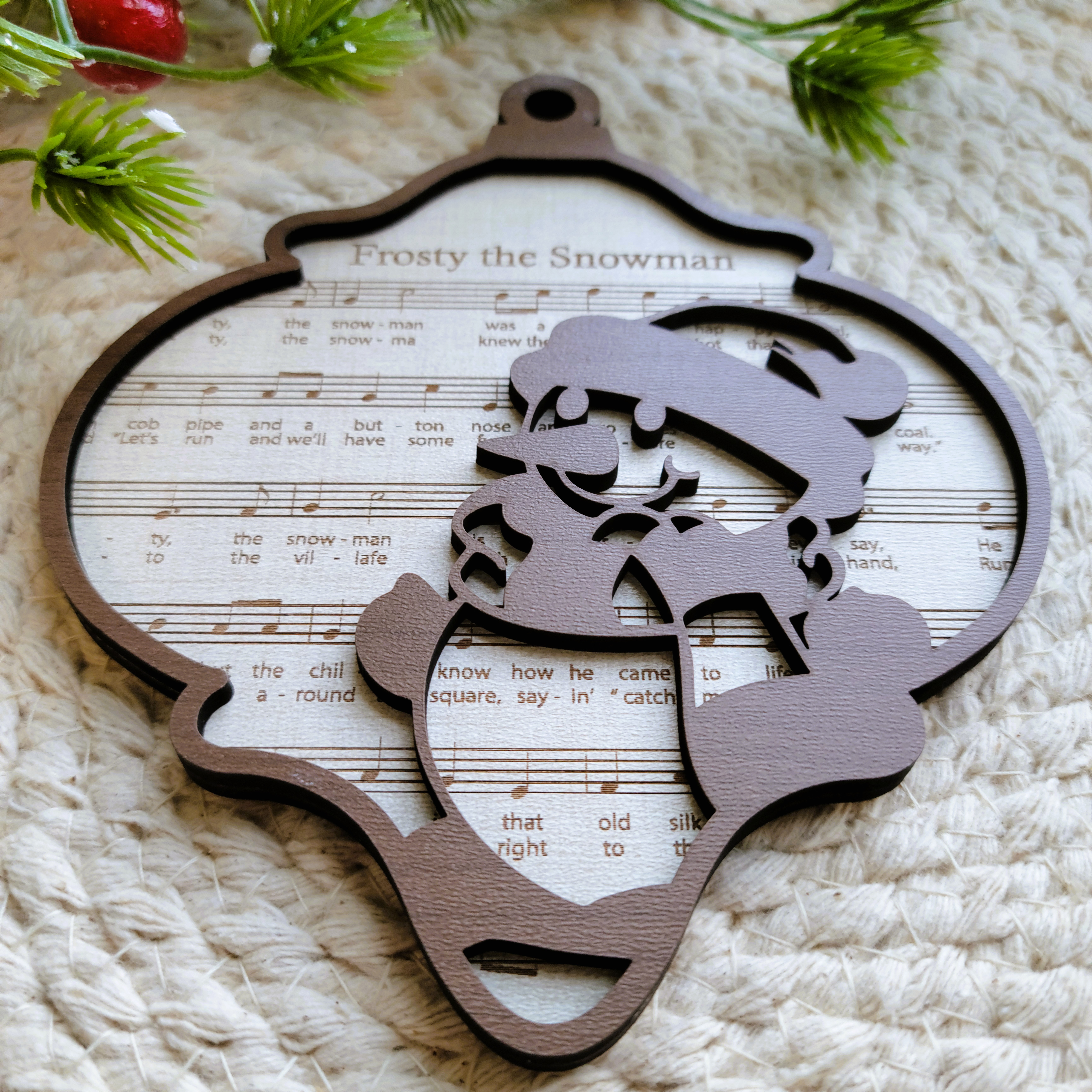 'Frosty the Snowman' Sheet Music Engraved Wooden Ornament