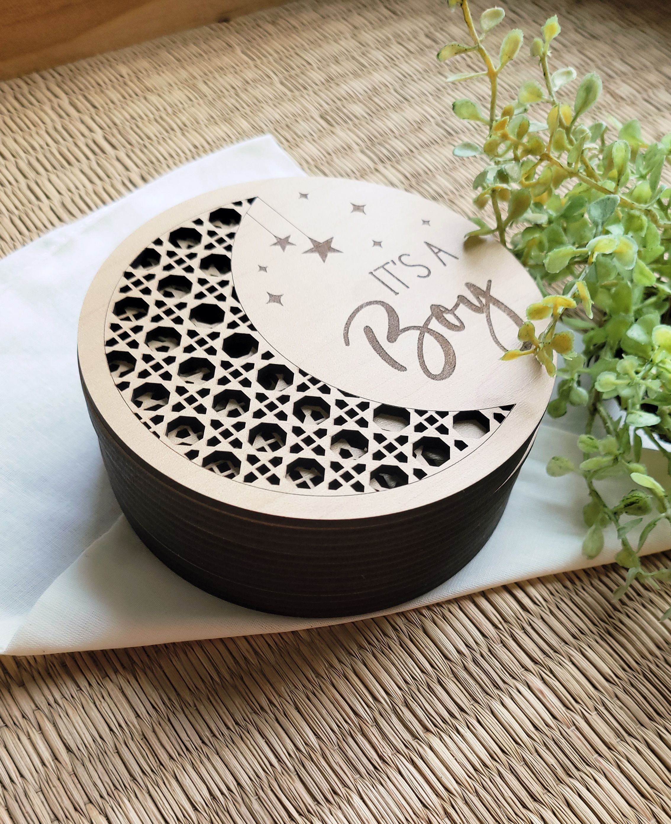 Moon Lattice Baby Monthly Milestone Wooden Discs