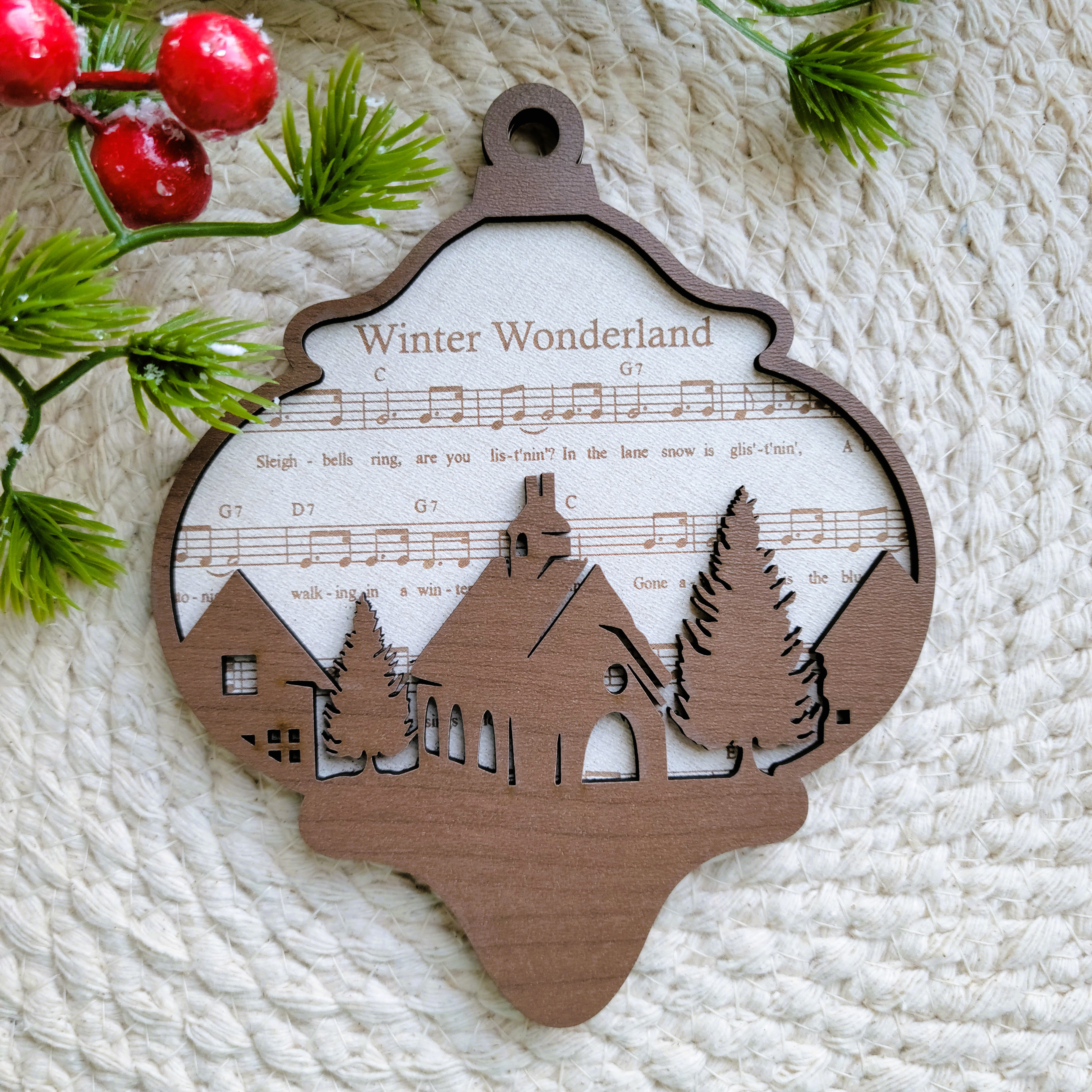'Winter Wonderland' Sheet Music Engraved Wooden Ornament