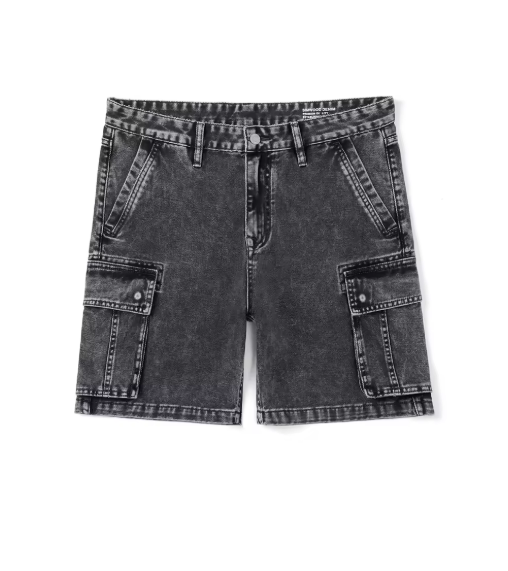 Black Denim Cargo Shorts