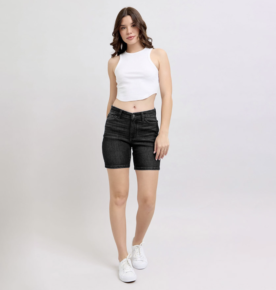 High Waist V Front Bermuda Shorts