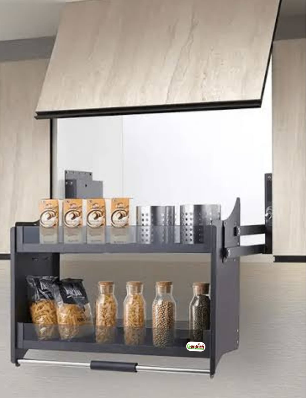Gentech Pull-down kitchen cabinet organizer