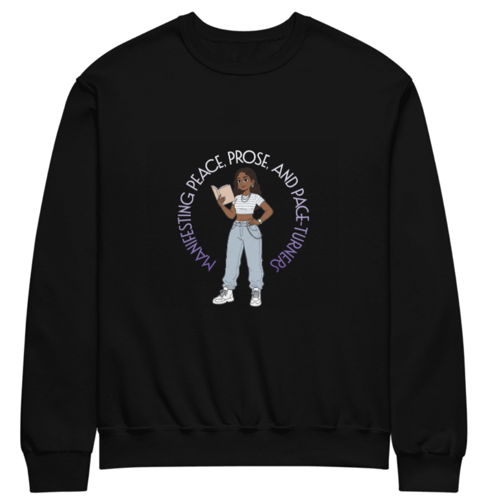 Crew neck sweatshirt Brown girl Manifesting page turners