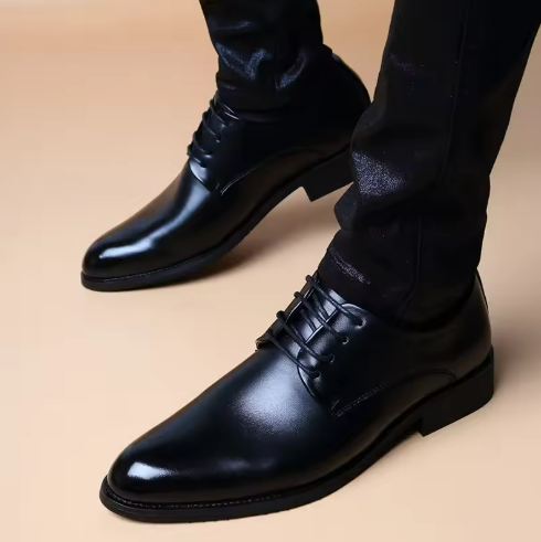 Men's Black Leather Dress Shoes