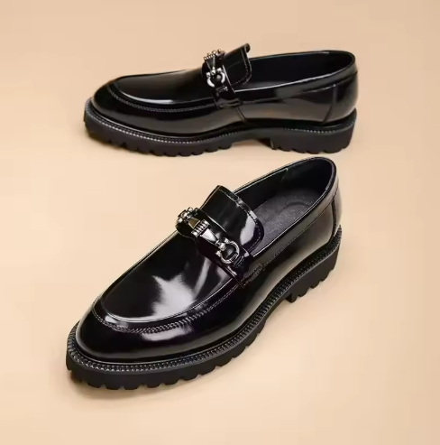Men's Black Leather Loafers