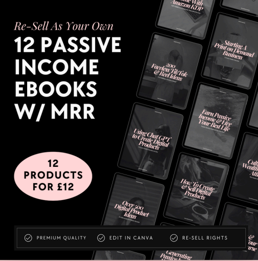 12 Passive Income eBooks Bundle MRR/PLR ebook, DFY ebook, private label rights
