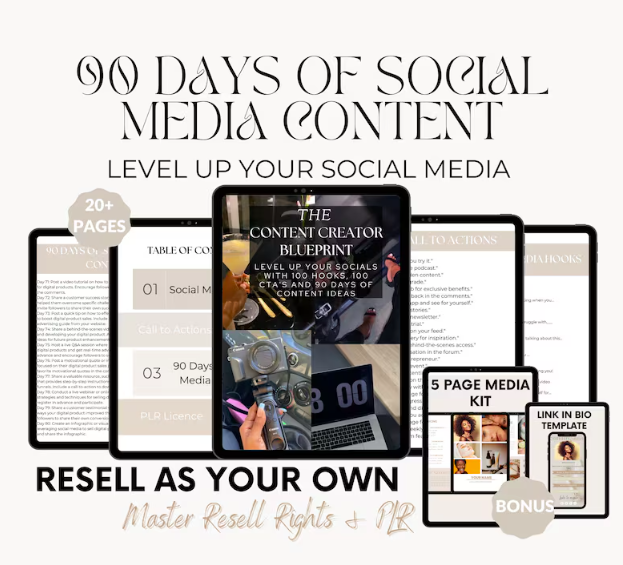 Social Media content creator blueprint, social media guide, tik tok, instagram, Master Resell Rights -MRR and Private Label Rights - PLR,dfy