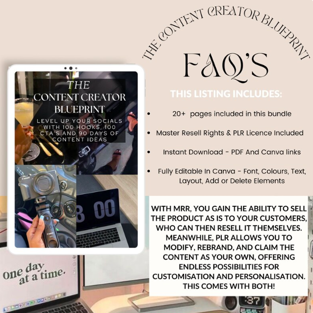 Social Media content creator blueprint, social media guide, tik tok, instagram, Master Resell Rights -MRR and Private Label Rights - PLR,dfy