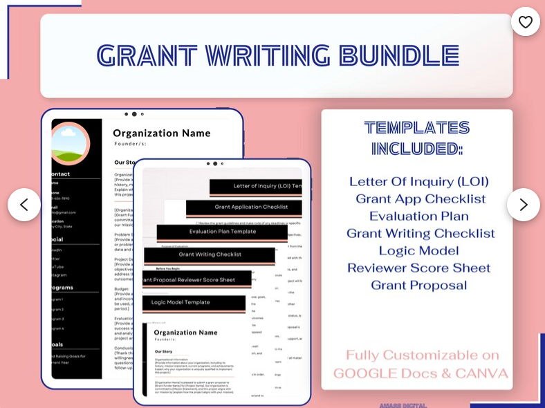 Grant Writing Templates Bundle | Instant Download | Fully Customizable GOOGLE Docs & CANVA