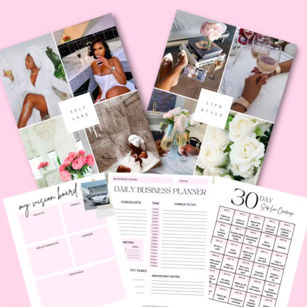 Editable Level up book, 60 pages, resell, white label, diy ebook planner, ebook planner, manifestation planner, Boss up planner, plr